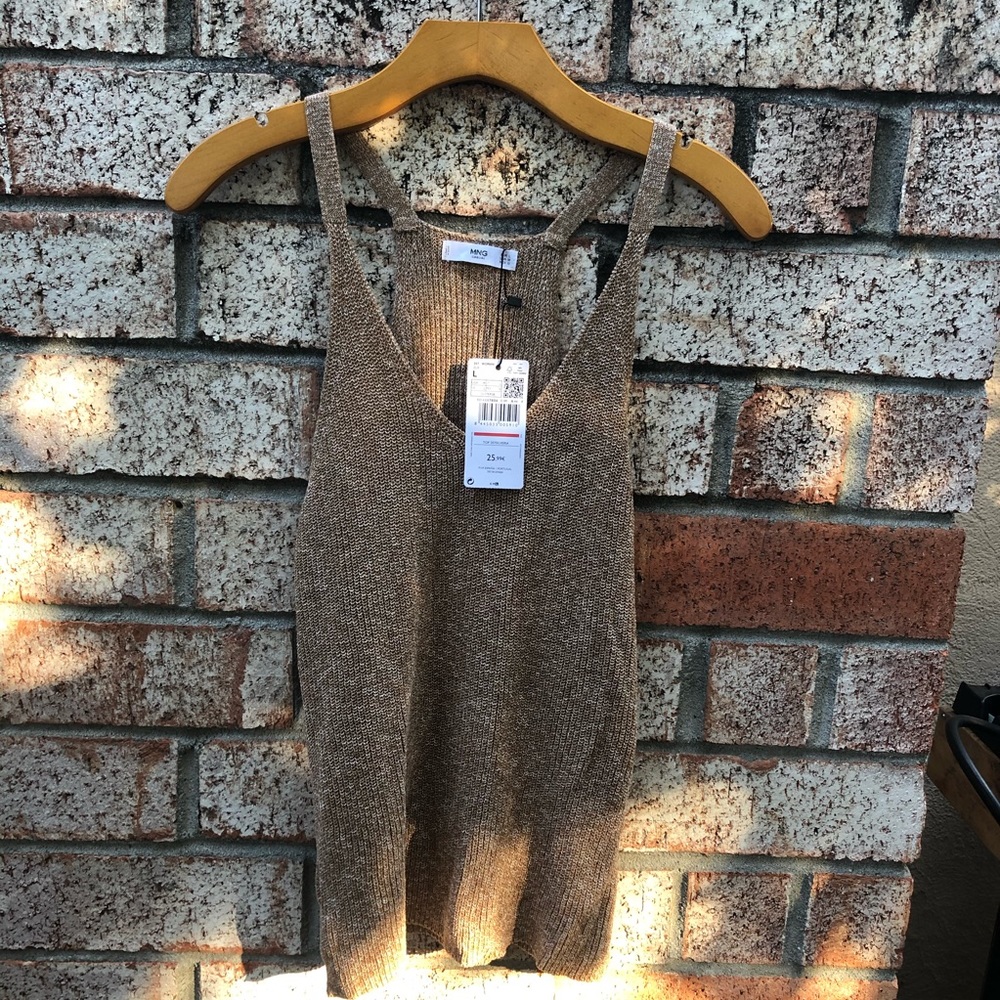 NWT Mango knit brown racer back tank top